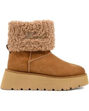 KARL LAGERFELD Skylar Logo Platform Boots - Brown
