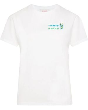 Mc2 Saint Barth T-Shirt Mit Aufgesticktem Cocktail-Motiv - Weiß