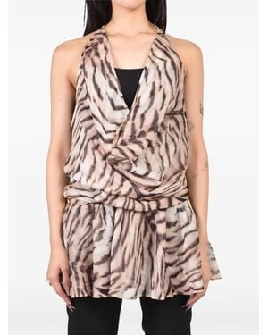 Room Service Pjs Tiger-Print Bias-Cut Mini Dress - Brown