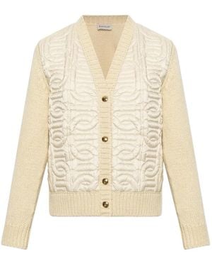 Moncler Chain Quilted Padded V-Neck Cardigan - White