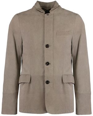 Moorer Flap-Pocket Leather Jacket - Brown