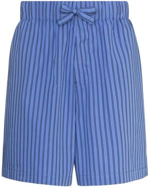 Tekla Striped Drawstring Pyjama Shorts - Blue