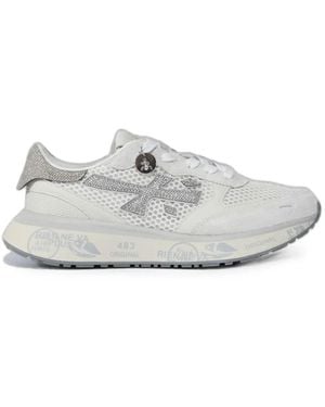 Premiata Lauryn Glitter-Effect Mesh Sneakers - White