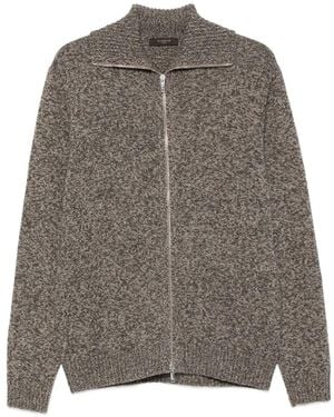 Zanone Melierter Cardigan Mit Reißverschluss - Grau