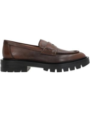 Santoni Leather Penny Loafers - Brown