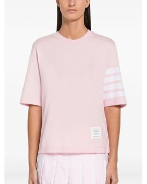 Thom Browne T-Shirt Con Dettaglio A Righe - Bianco