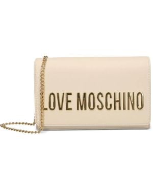 Love Moschino Logo-Plaque Cross Body Bag - Natural