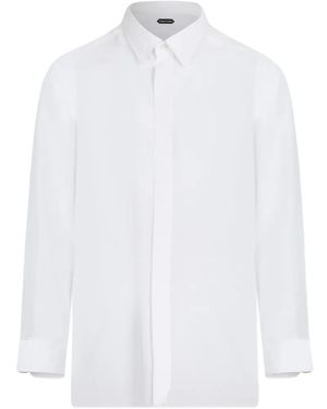 Tom Ford Silk Concealed-Placket Shirt - White