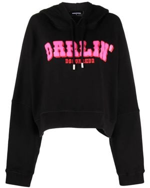 DSquared² Darlin' Logo-Print Cotton Hoodie - Black