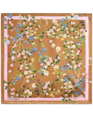 Cynthia Rowley Floral-Print Silk Scarf - Metallic