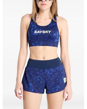Saysky Sport-BH mit Blumen-Print - Blau