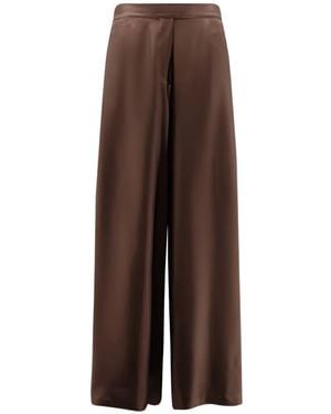 Co.Go Pantalon Palazzo En Soie À Coupe Ample - Marron