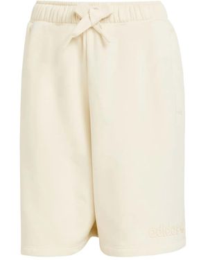 adidas Elastic-Waistband Logo Shorts - Natural