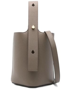Loewe Pebble Mini Leather Bucket Bag - Gray