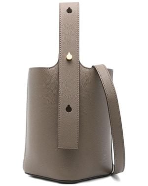 Loewe Mini Pebble Top-Handle Leather Bucket Bag - Grey