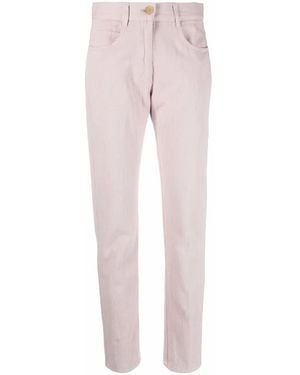 forte_forte High-Waisted Slim Cut Trousers - Pink
