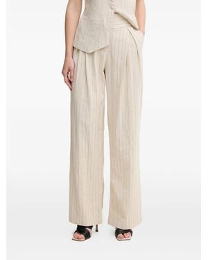 INTROPIA Pinstripe Pleated Pants - Natural