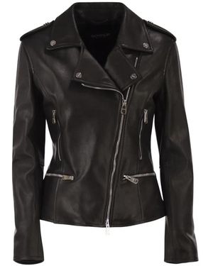 Dondup Leather Biker Jacket - Black