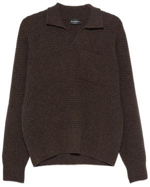 AROVESCIO Pullover Mit Waffelstrick-Muster Und Brusttasche - Braun