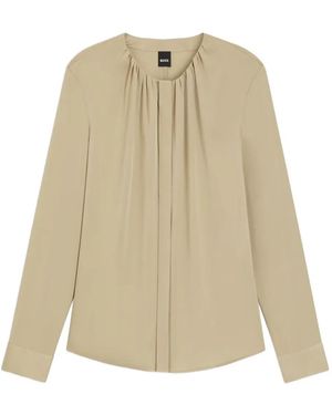 BOSS Long-Sleeve Blouse - Natural