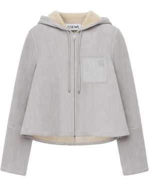 Loewe Logo-Detail Hooded Jacket - Grey