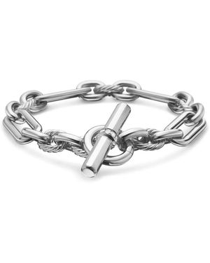 David Yurman Sterling Zilveren Lexington Schakelarmband Met Diamant (9,8Mm) - Metallic
