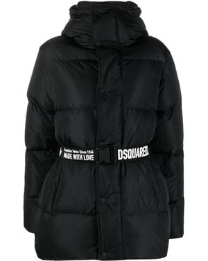 DSquared² Puff schwarzer Kapuzenpuffer mit Gürtel
