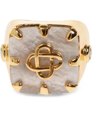CASABLANCA Logo-Plaque Signet Ring - Natural