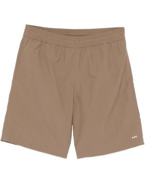 A.P.C. Shorts Con Vita Elasticizzata E Logo - Marrone