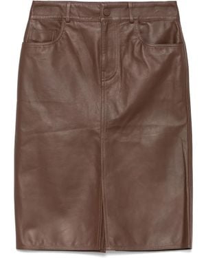 Jacob Cohen Leather Midi Skirt - Brown