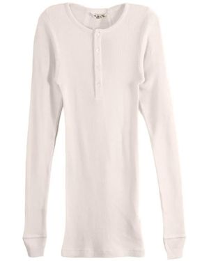 AURALEE Ribbed-Knit Long-Sleeve Top - White