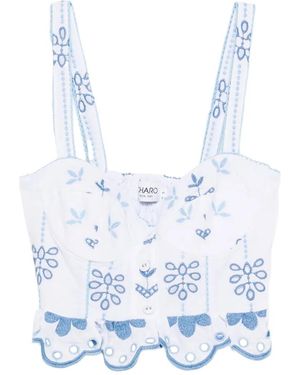 Charo Ruiz Zia floral-embroidered top - Blau