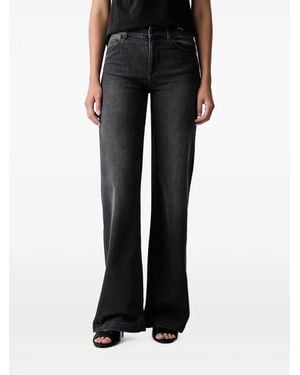 Liu Jo Crystal-Embellished Wide-Leg Jeans - Black