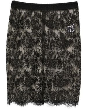 Franchise Lace Scalloped-Edge Skirt - Black