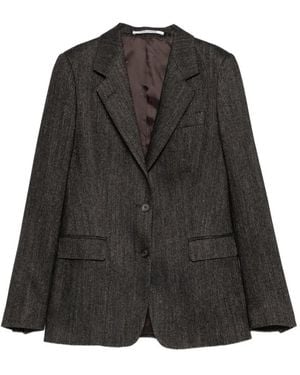 Tagliatore Herringbone-Pattern Single-Breasted Jacket - Black