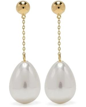 Eshvi Pendientes con colgante de perla artificial - Blanco