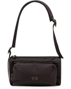 Y-3 Logo-Print Shoulder Bag - Black