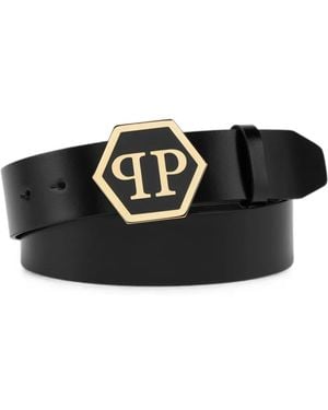 Philipp Plein Ceinture En Cuir Hexagon - Black