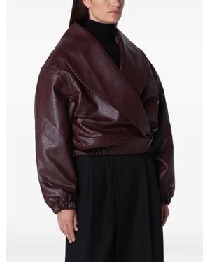 Source Unknown Eleni Shawl-Collar Bomber Jacket - Red