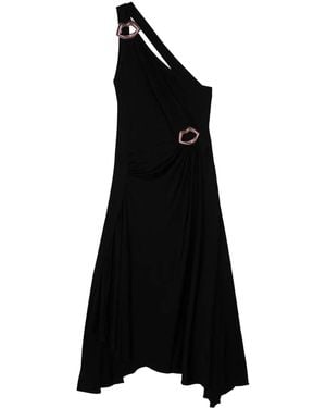 Sonia Rykiel Lips-Motif Asymmetric Midi Dress - Black