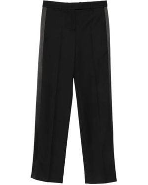 McQueen Satin-Trim Tailored Trousers - Black