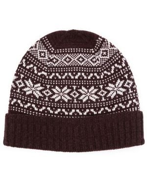 Eleventy Fair Isle Intarsia-Knit Beanie - Red