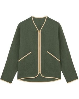 Fortela Sherpa Contrast-Trim Zip Jacket - Green