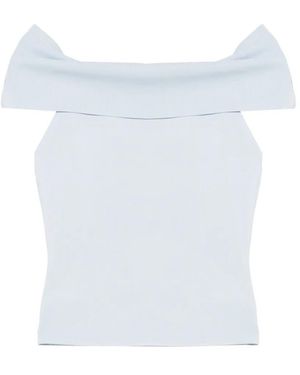 Maje Off-Shoulder Ribbed Top - White