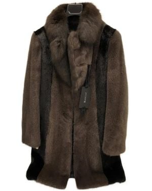 Blancha Colour-Block Paneled Coat - Brown