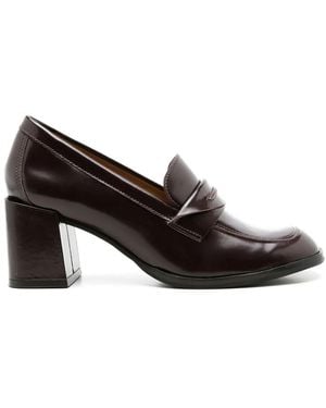 Sarah Chofakian Eliza 70Mm Block-Heel Loafers - Brown