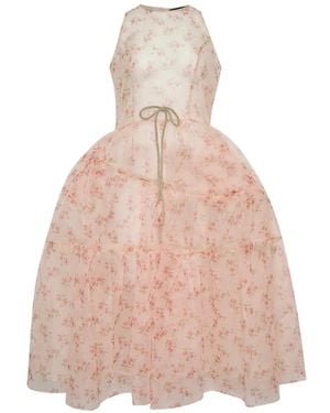 Simone Rocha Floral-Print Tiered Midi Dress - Pink