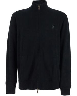 Polo Ralph Lauren Turtleneck Embroidered Cardigan - Black
