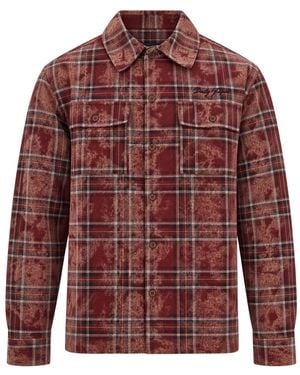 Daily Paper Check-Print Acid-Wash Shirt - Red