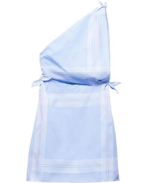 Prada Checked Cotton Minidress - Blue